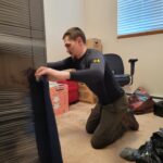 Moving Companies Burnaby wrapping a wardrobe